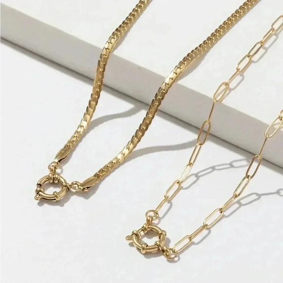 *NEW* 18K  Gold Plated Stainless Steel Nautical Inspired Paperclip Link Necklace - Picture 5 of 8